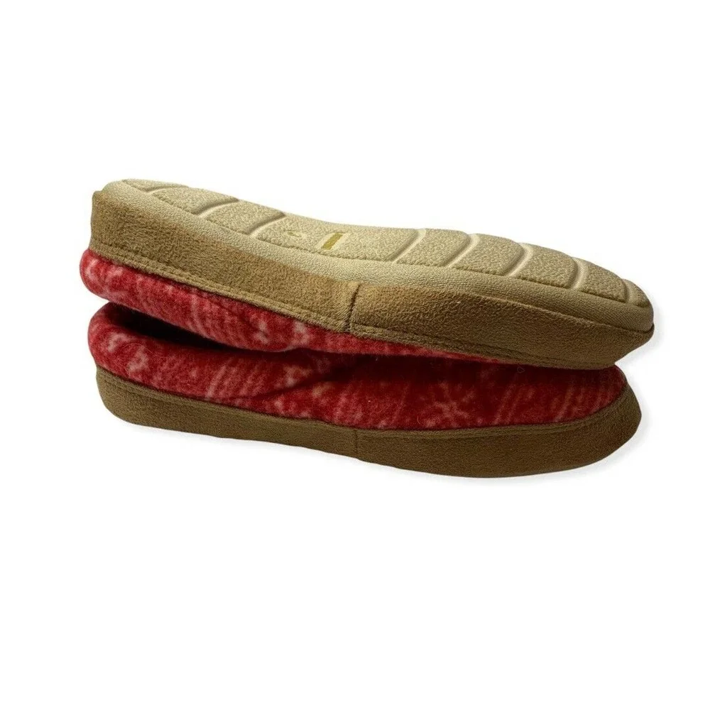 Lands End Red Fair Isle Scuff Slip On Slipper‎ Size 3